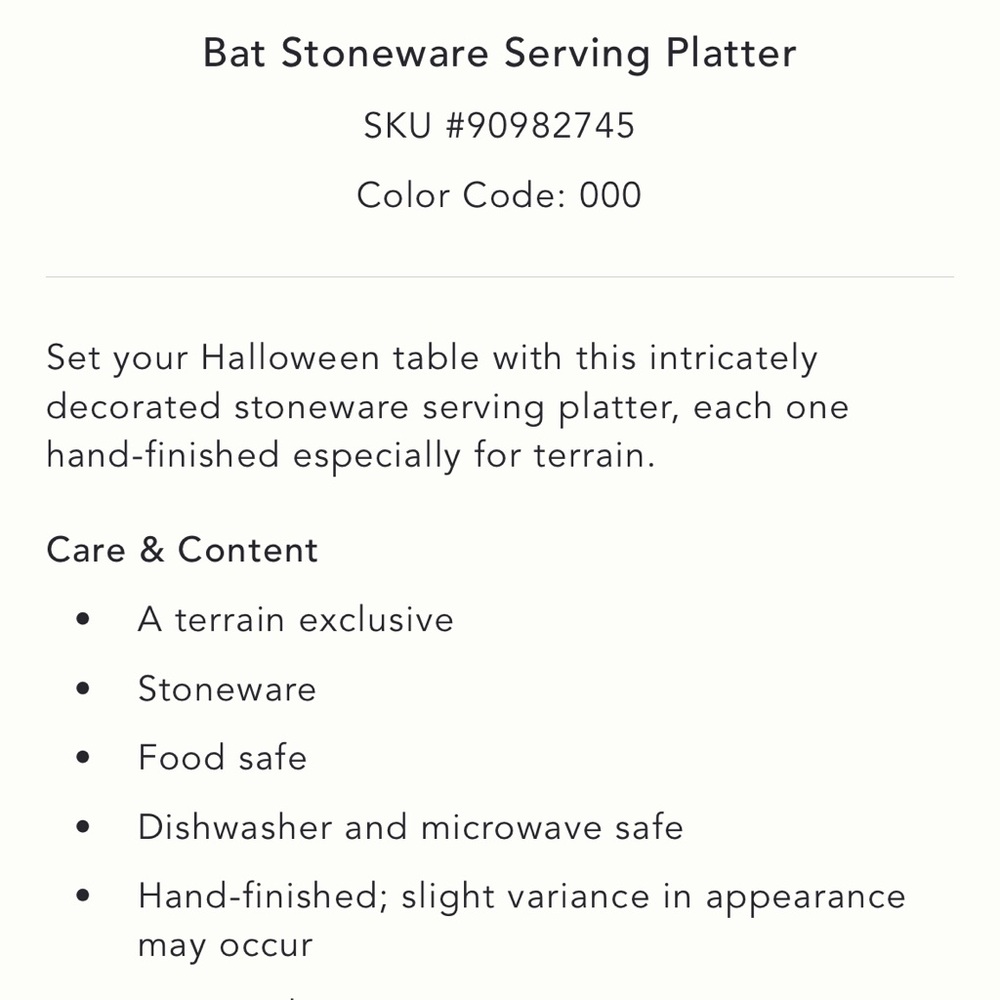 LAST ONE ✨Anthropologie Bat Stoneware Serving Platter - Picture 4 of 6